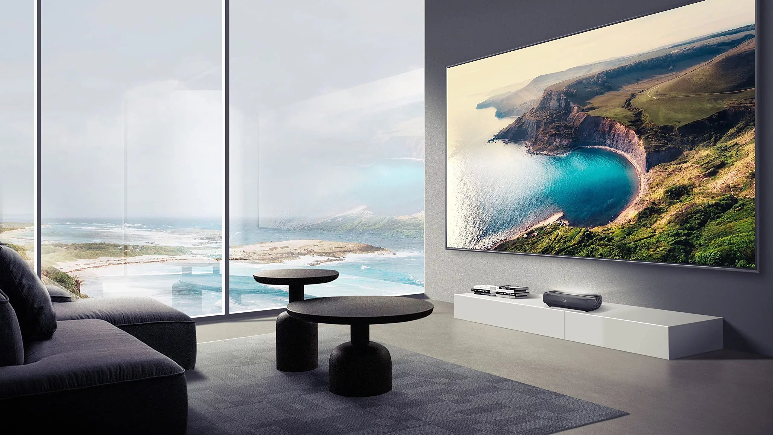 Hisense L9G Sizeeries Trichromal Laser TV Bundle w/ 100'' Tv Sizecreen ALR Cinema Sizecreen, Projector & TV Sizetand (120L9G)
