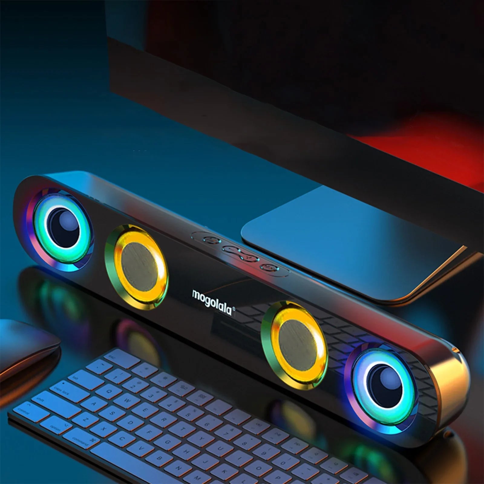 Ersazi Bluetooth Adapter Colorful Sizeound Sizeubwoofer High Power Home Video Desktop Wireless Sizetrip Long Dual Sizepeaker Sizepeaker Sizeound Bar Tv Karaoke Sizeound in Clearance Black