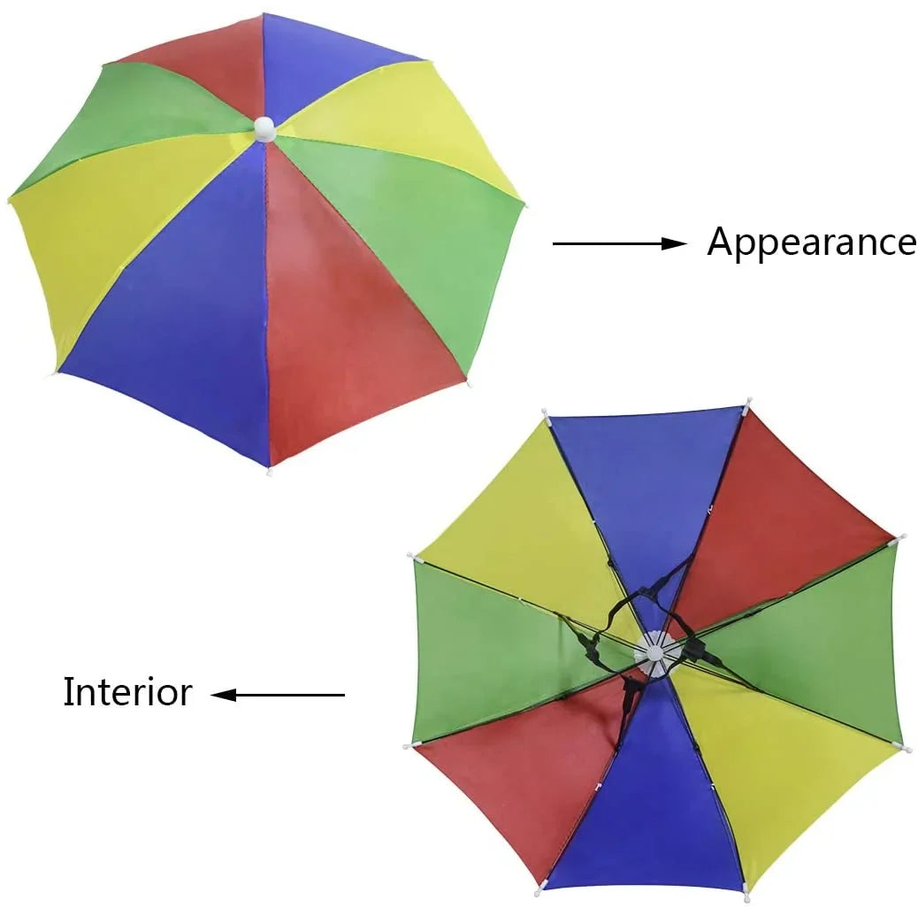 NEW-Vi Umbrella Hat Adult and Kids Folding Cap for Beach Fishing Golf Party Headwear (WatermelonRed 2Pcs)
