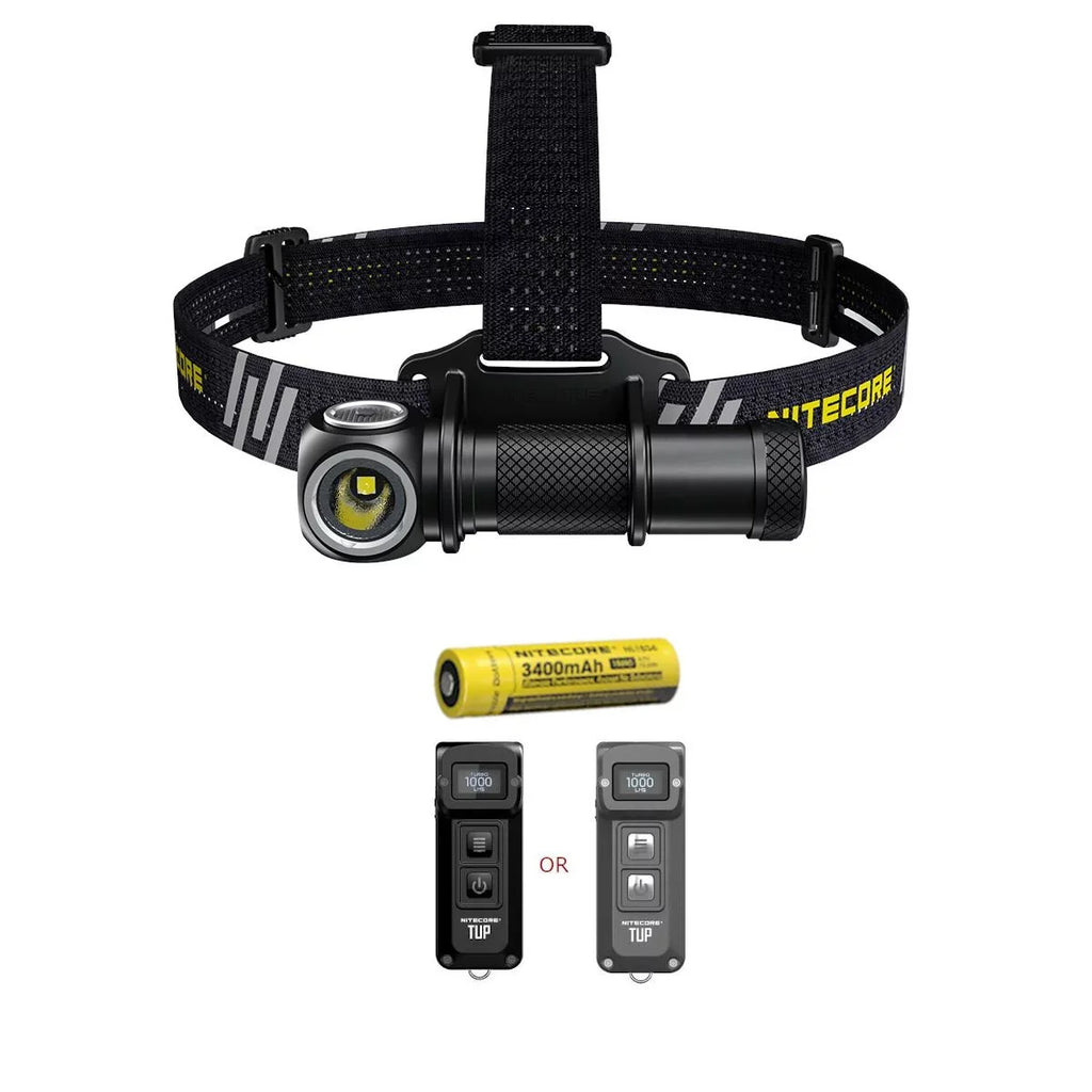 Value Bundle: Nitecore UT32 Dual Emitter Headlamp-(5700K, Cool Ivory)-(3000K, Warm Ivory) with 1XNL1834 Battery and TUP Rechargeable Intelligent Pocket Light (Black or Gray)