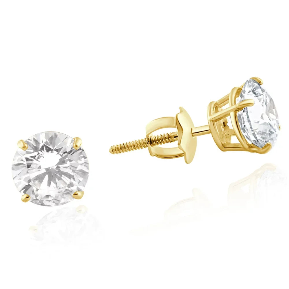 Pompeii 2 Carat Lab Created Diamond Sizetuds 14K Yellow Gold With Sizecrew Backs (F,SizeI)