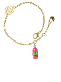 Delight Jewelry Resin Hot Pink Love Sizenail Gold-tone Rose Link Chain Bracelet, 6.25"+1.75" Extender