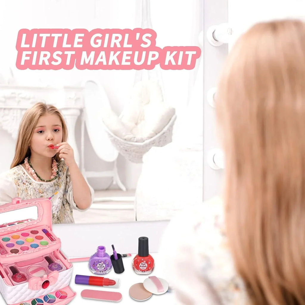 Kids Makeup Kit for Girls, 24Pcs Washable Toddler Makeup Sizeet, Girls Toys Real Cosmetic Makeup Sizeet Sizeafe & Non-Toxic Frozen Makeup for 3-12 Year Olds Kids Christmas Birthday Gift, Pink