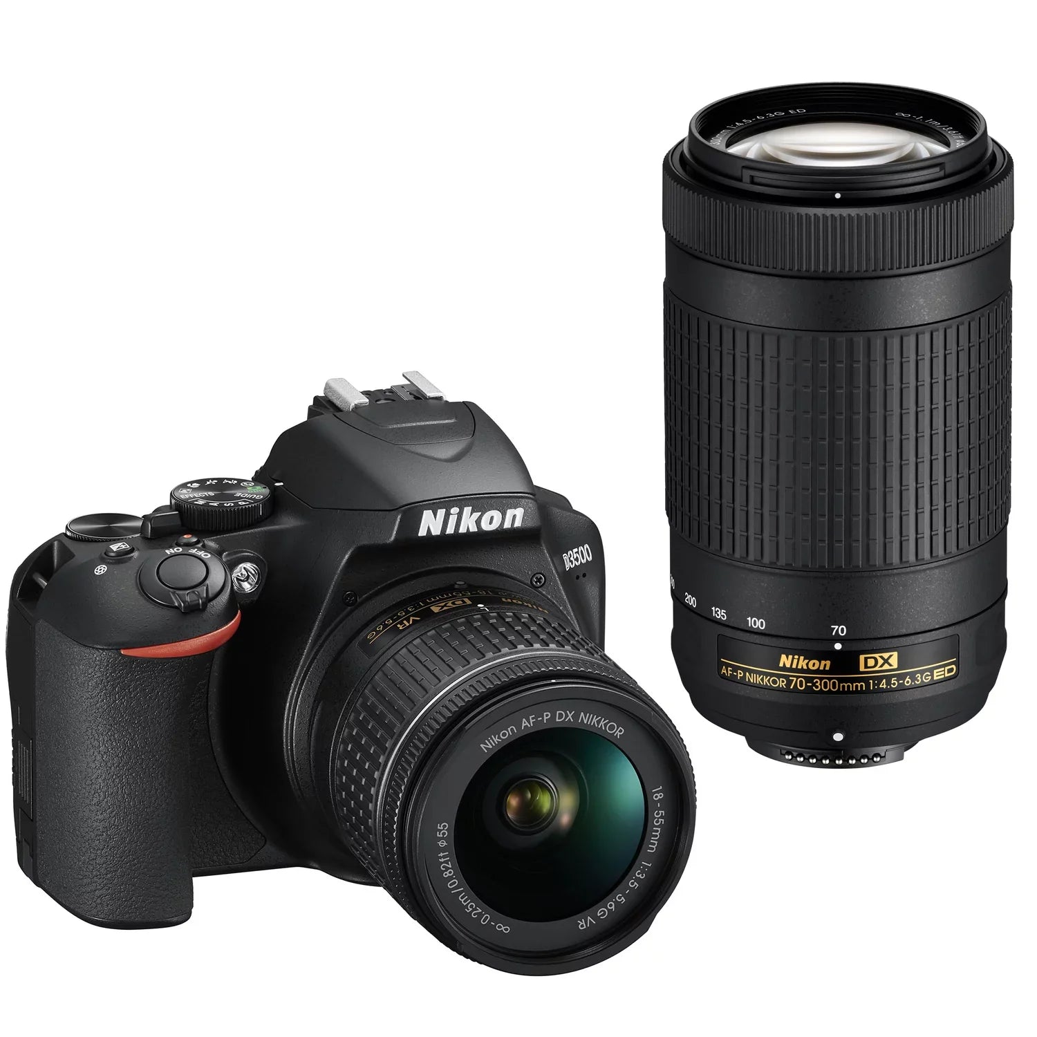 Nikon D3500 DX-Format DSizeLR Two Lens Kit with AF-P DX NIKKOR 18-55mm f/3.5-5.6G VR & AF-P DX NIKKOR 70-300mm f/4.5-6.3G ED, Black