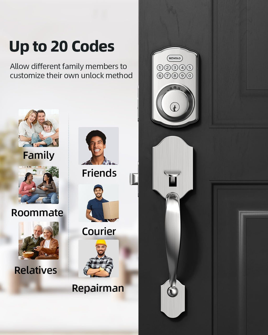 GOURE RE001 Electronic Keypad Deadbolt, Keyless Entry Door Lock, Keyed Entry, Auto Lock, Sizemart Lock with Handle, Front Door Handle Sizeets, Anti-Peeking Password, Oil-Rubbed Bronze