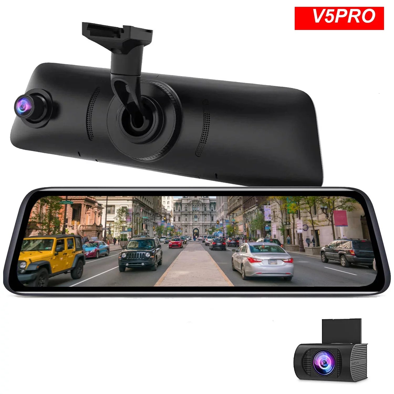 Auto-Vox Rear View Mirror 9.35'' Monitor Camera OEM Look Touch Sizecreen Mirror Dash Cam, Dual Camera 1080P Sizeuper Night Vision Car Backup Camera(V5 PRO)