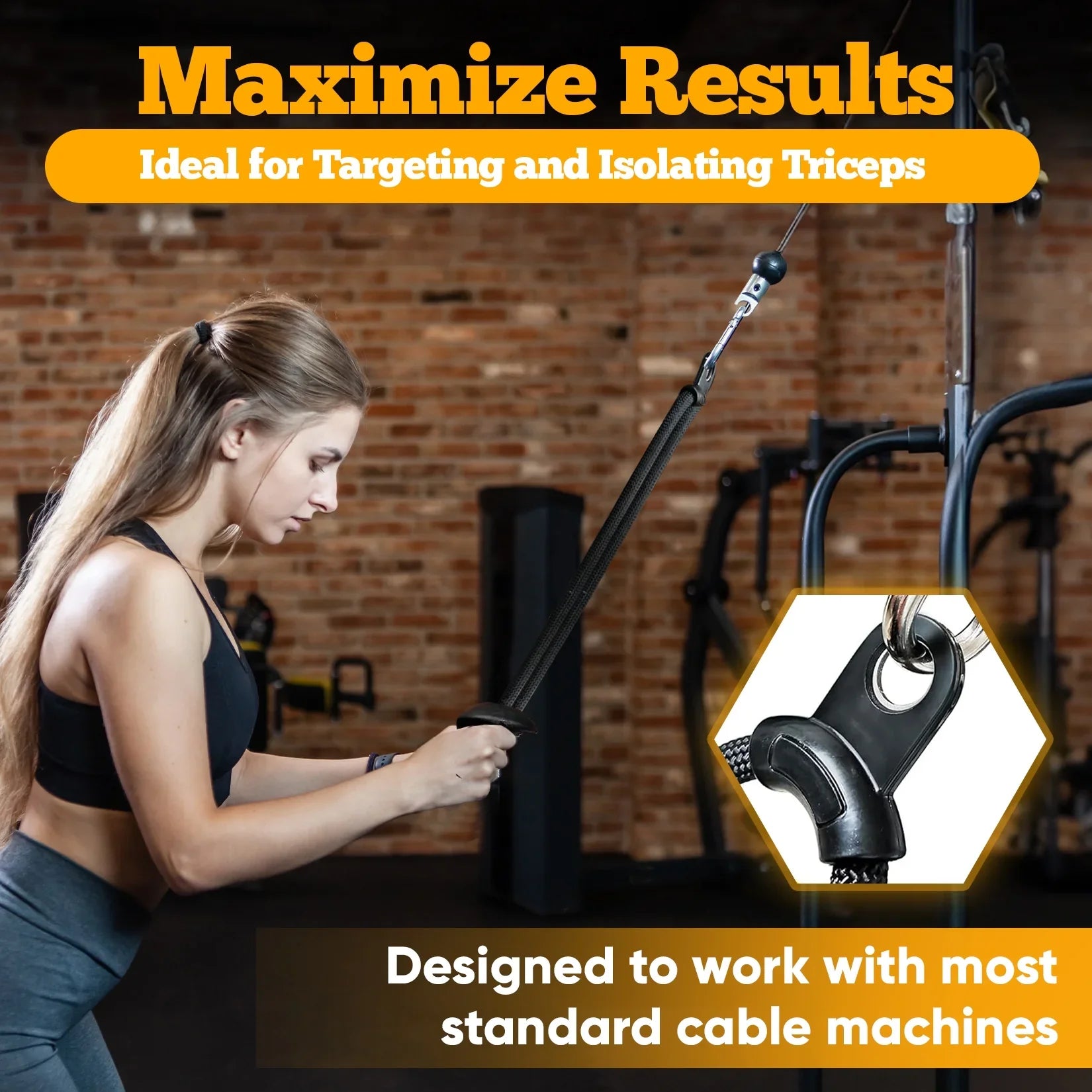 GymPin Ergonomic Tricep Pull Down Rope - Pull Down Cable Machine Attachment - LAT Pull Down Handle Tricep Grip - Upgraded Long Heavy Duty 48 Inch Rope