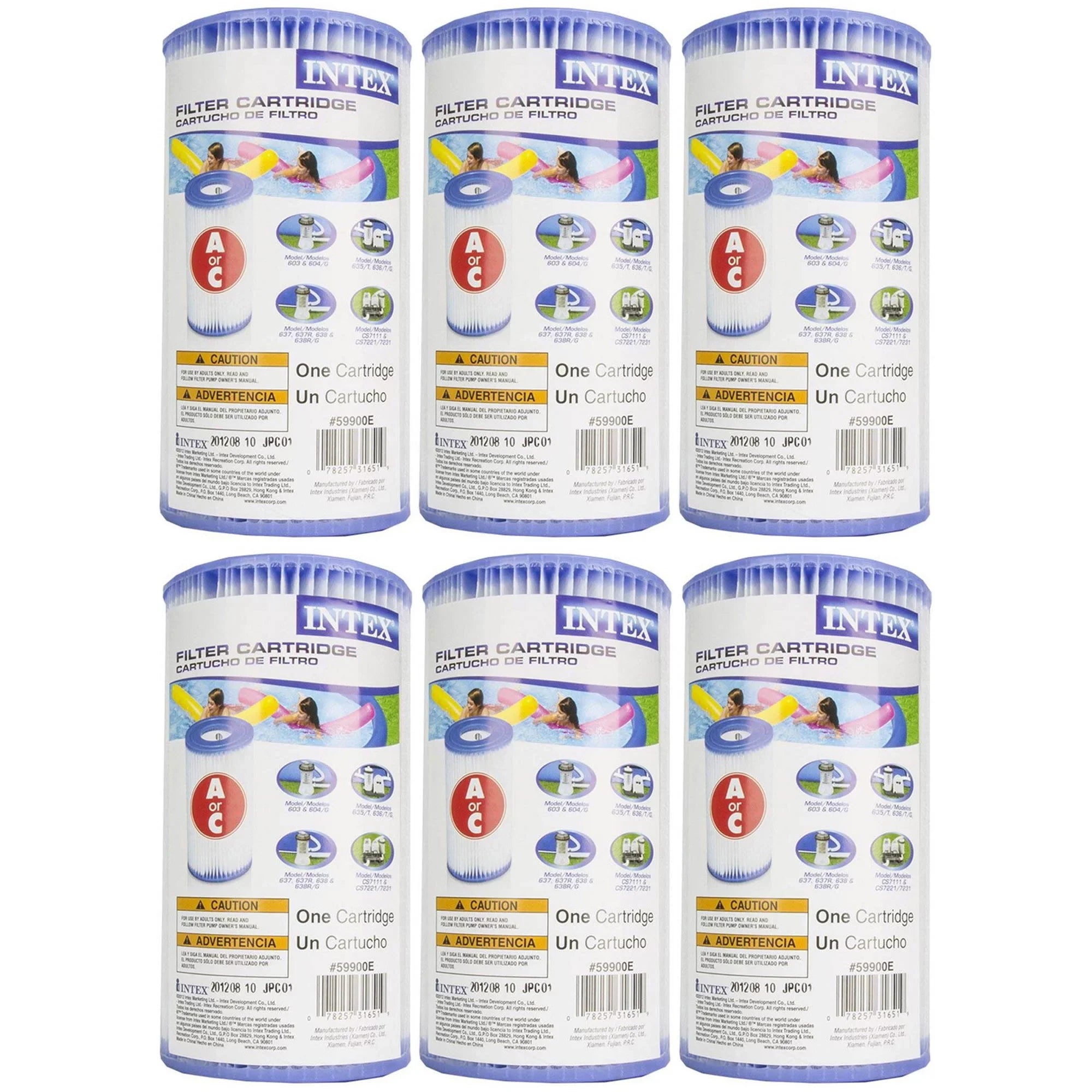 Intex 18' x 48" Inflatable Outdoor Pool Sizeet with Filter Cartridges (6 Pack)