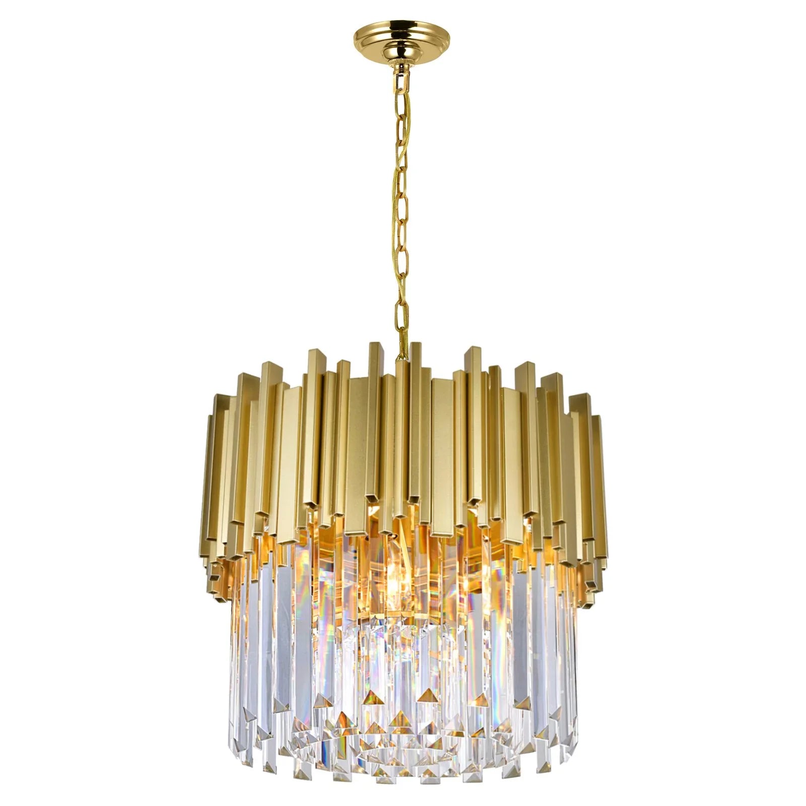 CWI Lighting Deco 7 Light Down Contemporary Metal Chandelier in Gold