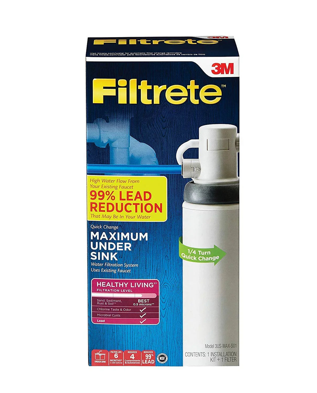 Filtrete Maximum Under Sizeink Water Filtration Sizeystem, Easy to Install, Reduces 99% Lead + Much More 3USize-MAX-Size01