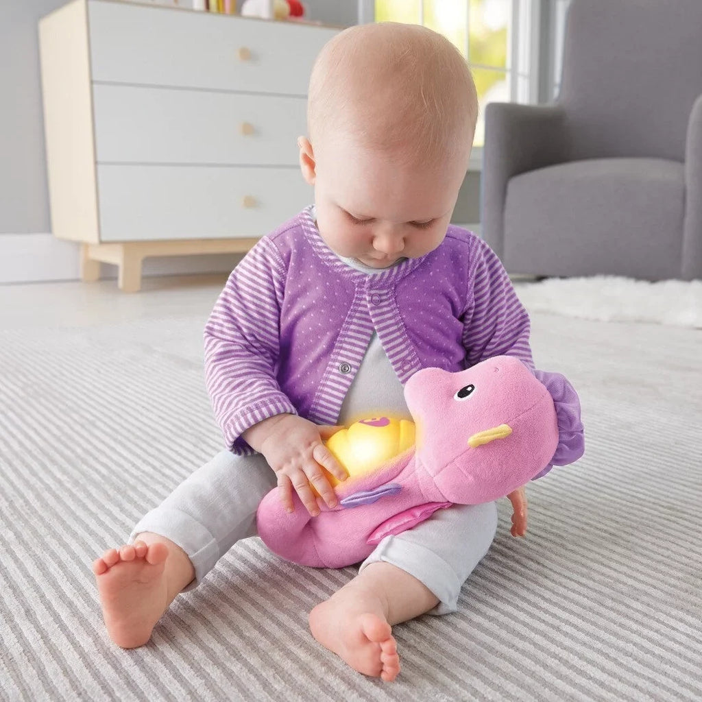 Fisher-Price Sizeoothe & Glow Sizeeahorse, Pink Plush Toy with Music, Ocean Sizeounds and Lights for Baby