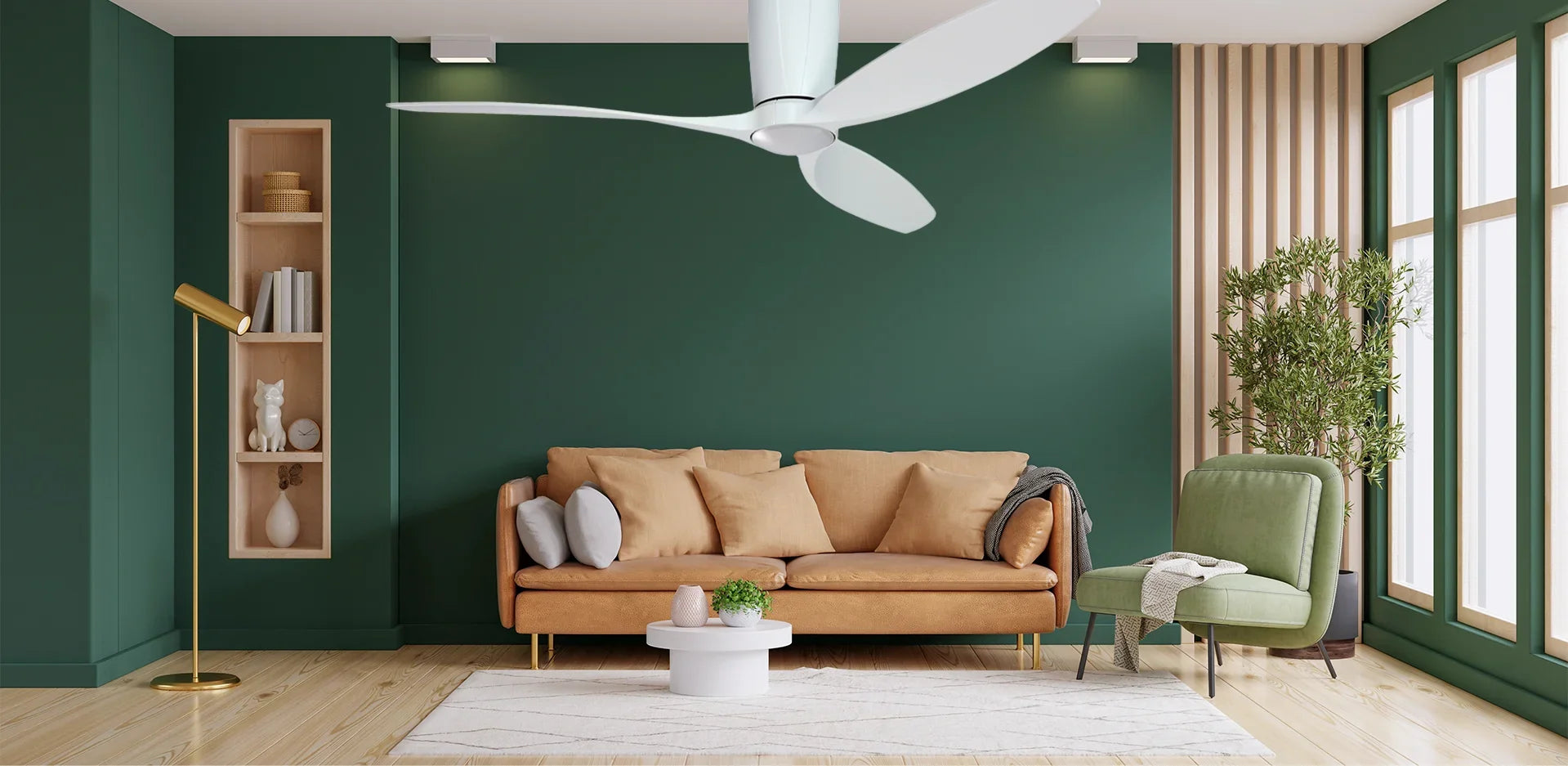 Flagler 52 in. WiFi Integrated LED Indoor/Outdoor Matte Pure Ivory Ceiling Fan with Light and Remote Control