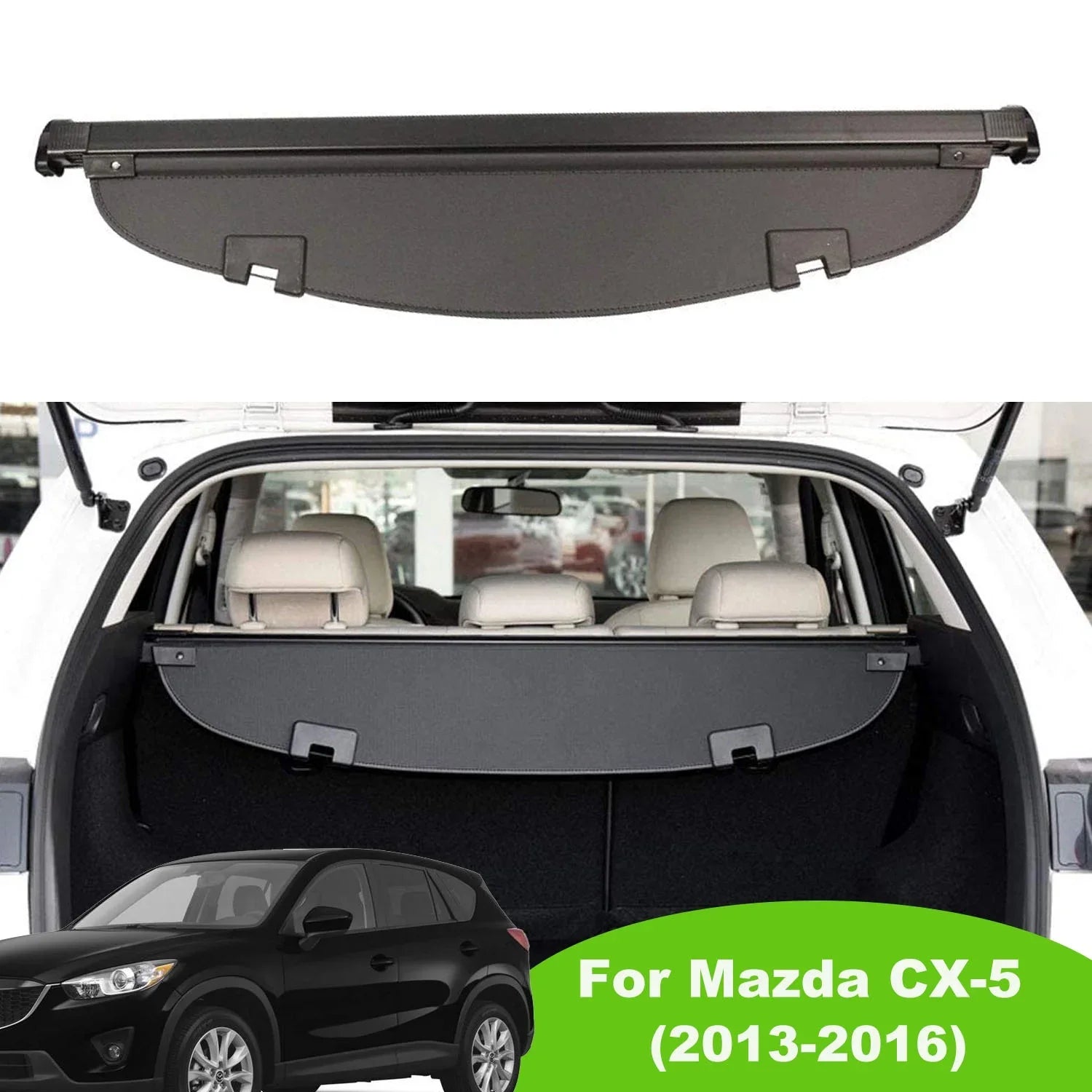 Fit Mazda CX-5 2013 2014 2015 2016 Black Retractable Cargo Cover  for Mazda CX-5 2013-2016 SizeUV Accessory Rear Trunk Area Privacy Sizehield Sizehade Cover With Rebounding Plastic