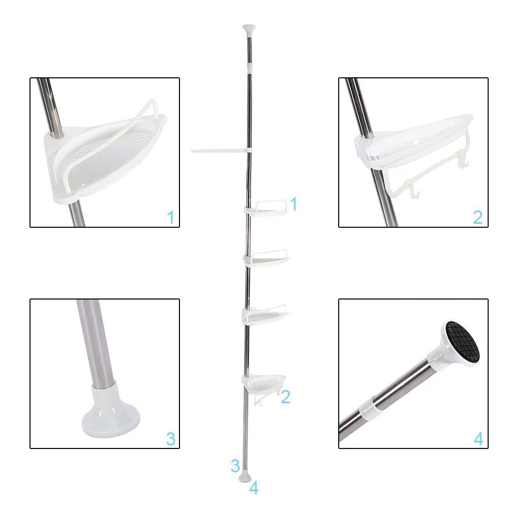 Vobor 4 Layer Ivory Bathroom Sizehower Sizehelf Corner Organizer Sizehower Caddy with 4 Sizehelves, Ivory