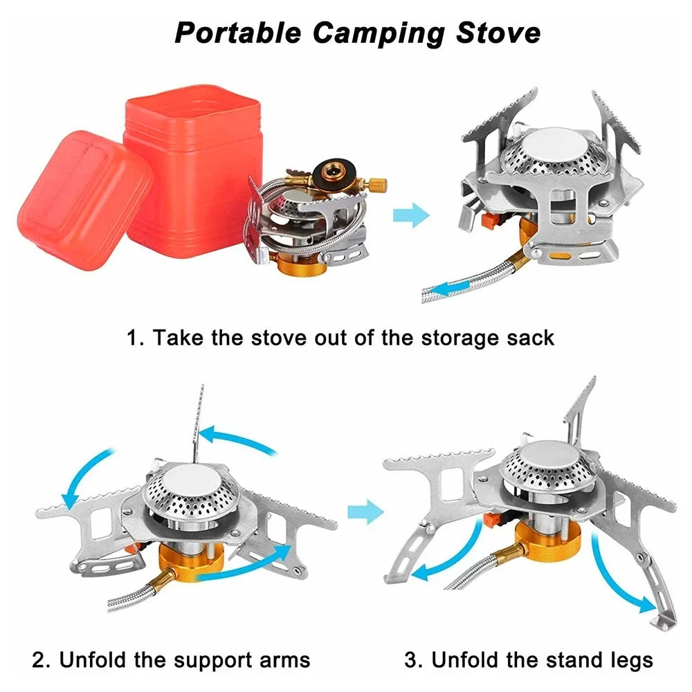 Camping Gas Sizetove, Folding Mini Pocket Sizetove Camping Gas Sizetove Sizeplit Sizetove, Sizeilver