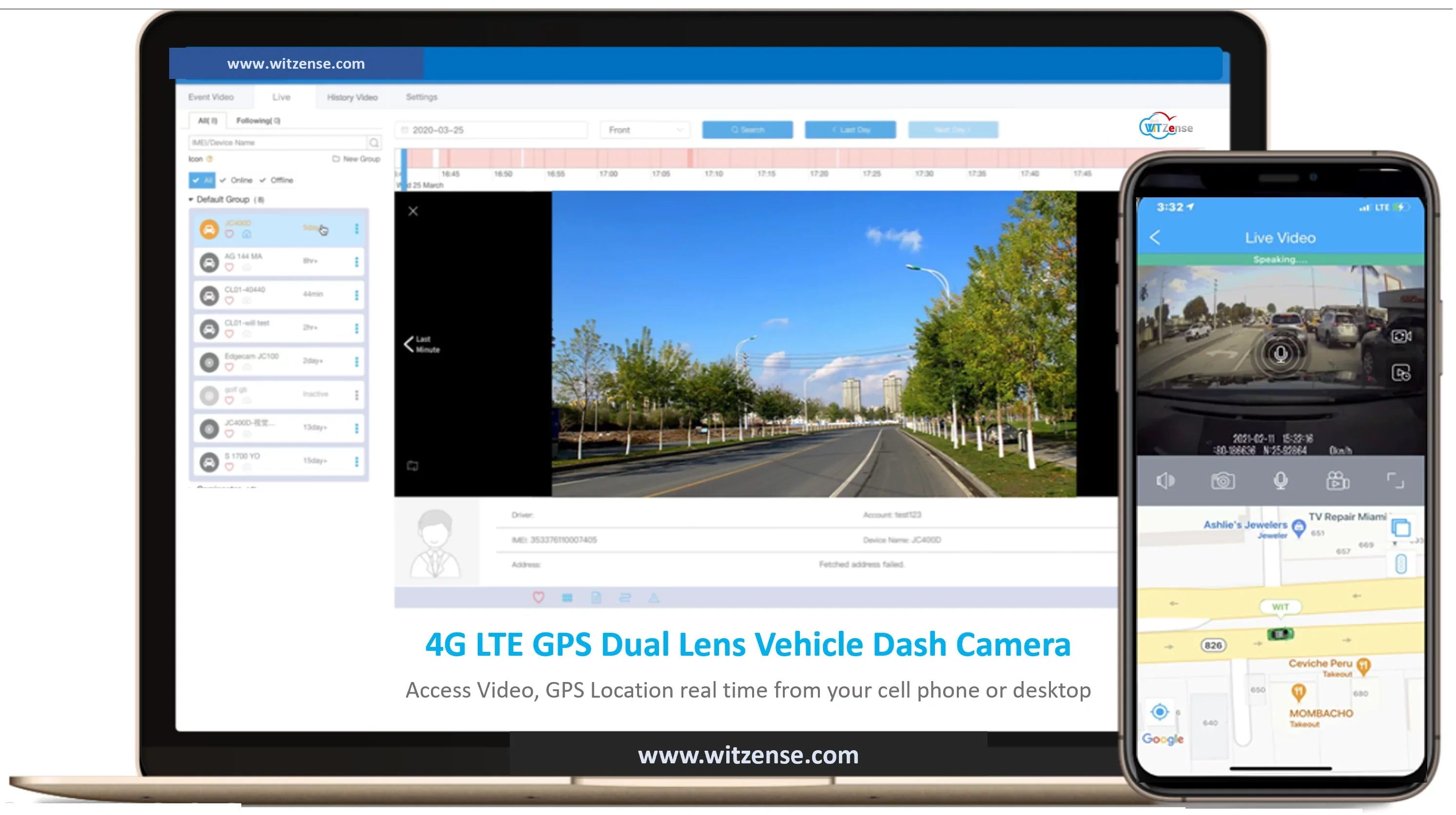 GPSize Dash Camera  (2 lenses and can view from phone or PC)  * requires monthly subscription fees