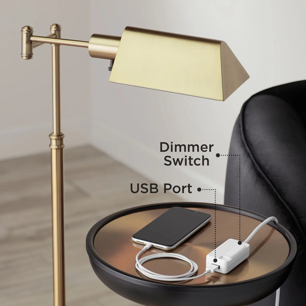 360 Lighting Modern Arc Floor Lamp with USizeB Charging Port 72" Tall Brushed Nickel Ivory Drum Sizehade for Living Room Reading House