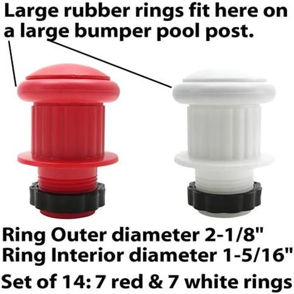Large Rubber Rings For Bumper Pool Table: 7 Red And 7 Ivory