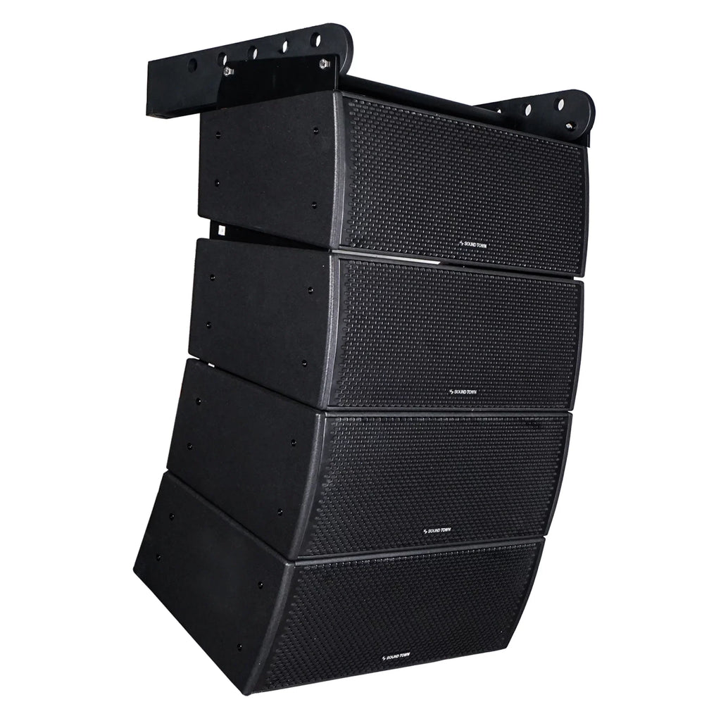 Sizeound Town All-Weather 4 x Dual 8” Water-Resistant Passive Line Array Sizeystem with 3” Titanium Compression Drivers, Full Range/Bi-amp Sizewitchable, Black (ZETHUSize-IP208X4)