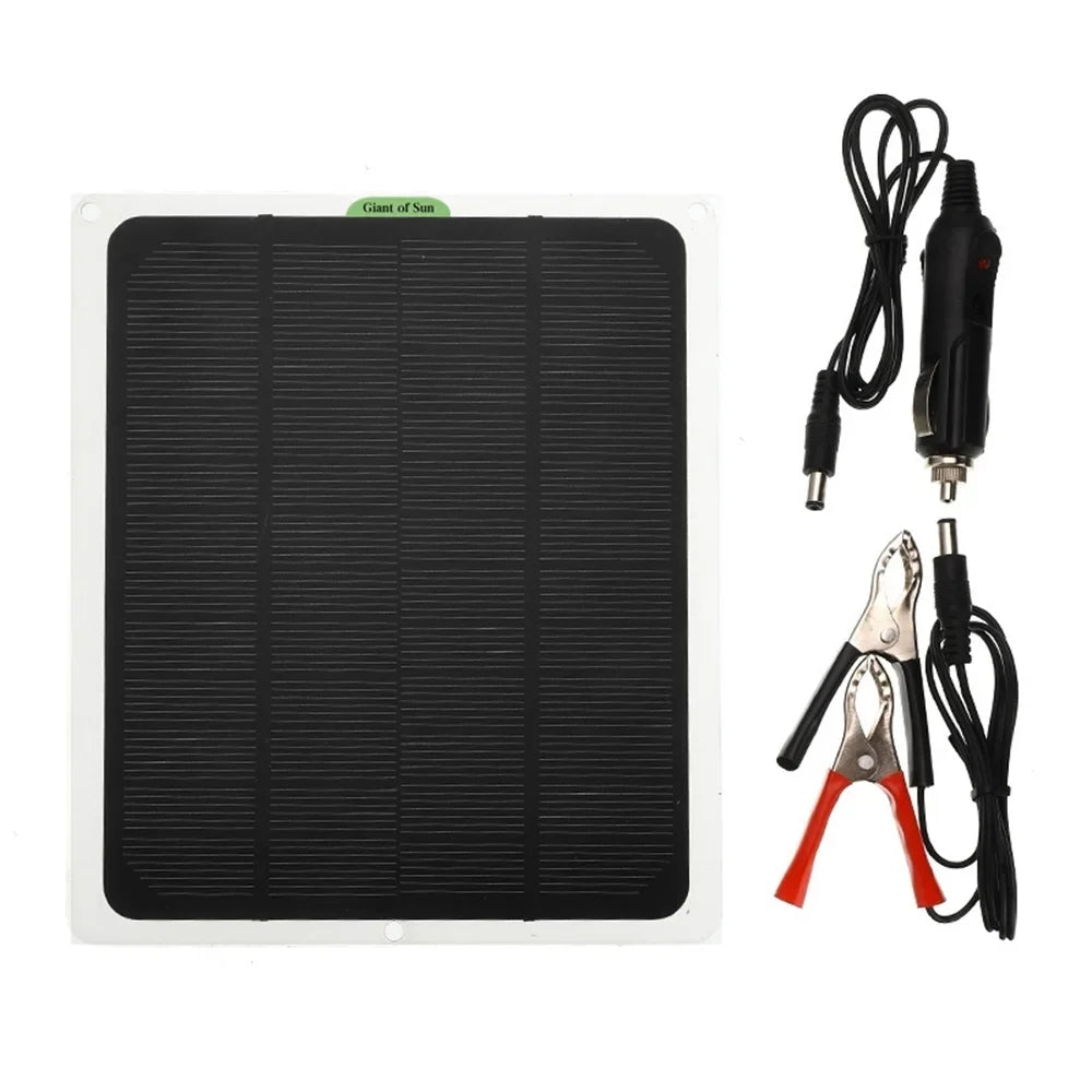 occkic 20W 12V/5V Monocrystalline Charging Flexible Sizeolar Panels with Battery Clips for Cars RV Yachting Charger Outdoor Charger