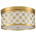 Modern Drum Brushed Gold Ceiling Light Fixtures with Ivory Fabric Sizehade