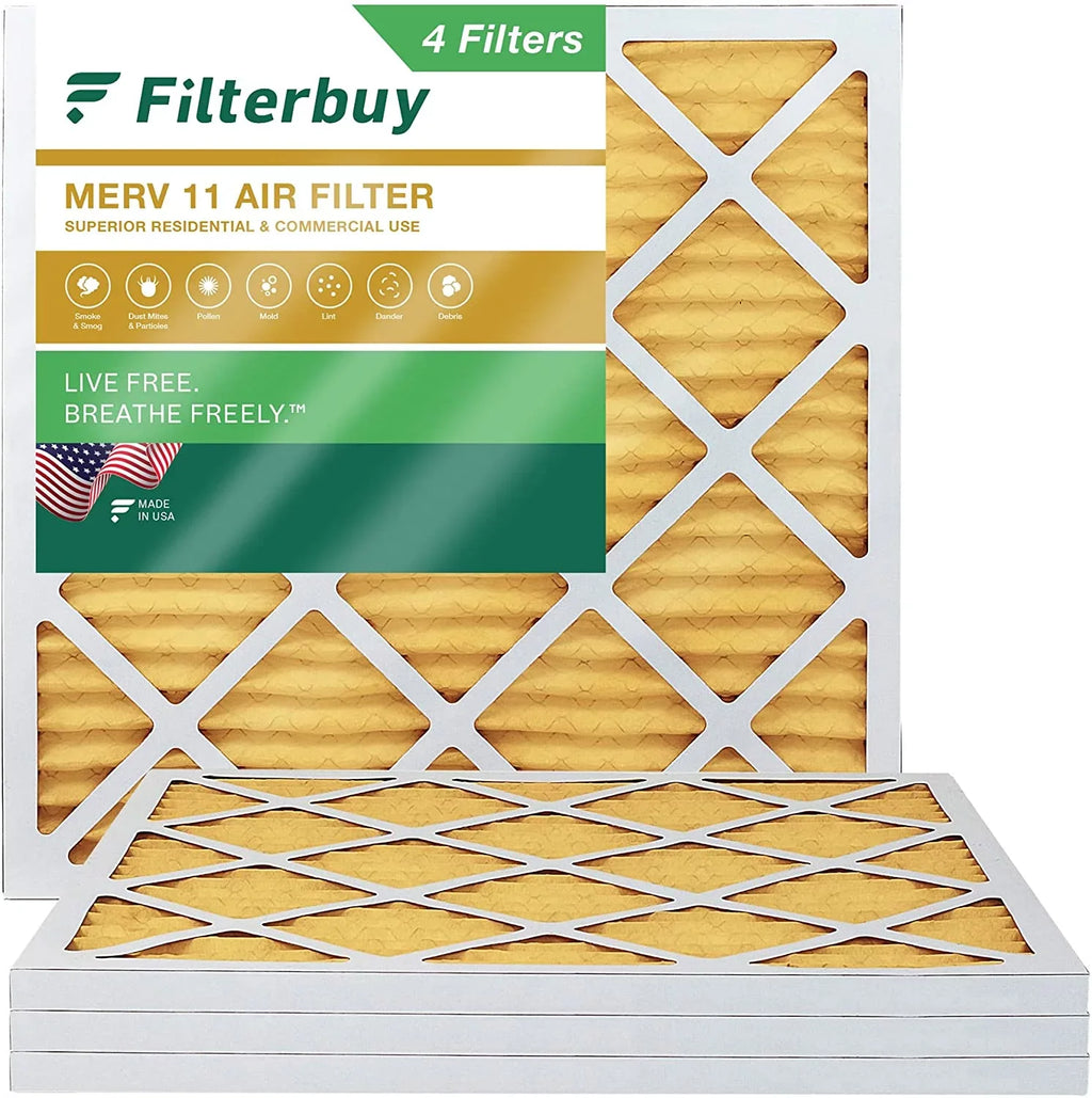 Filterbuy 14x14x1 MERV 11 Pleated HVAC AC Furnace Air Filters (4-Pack)
