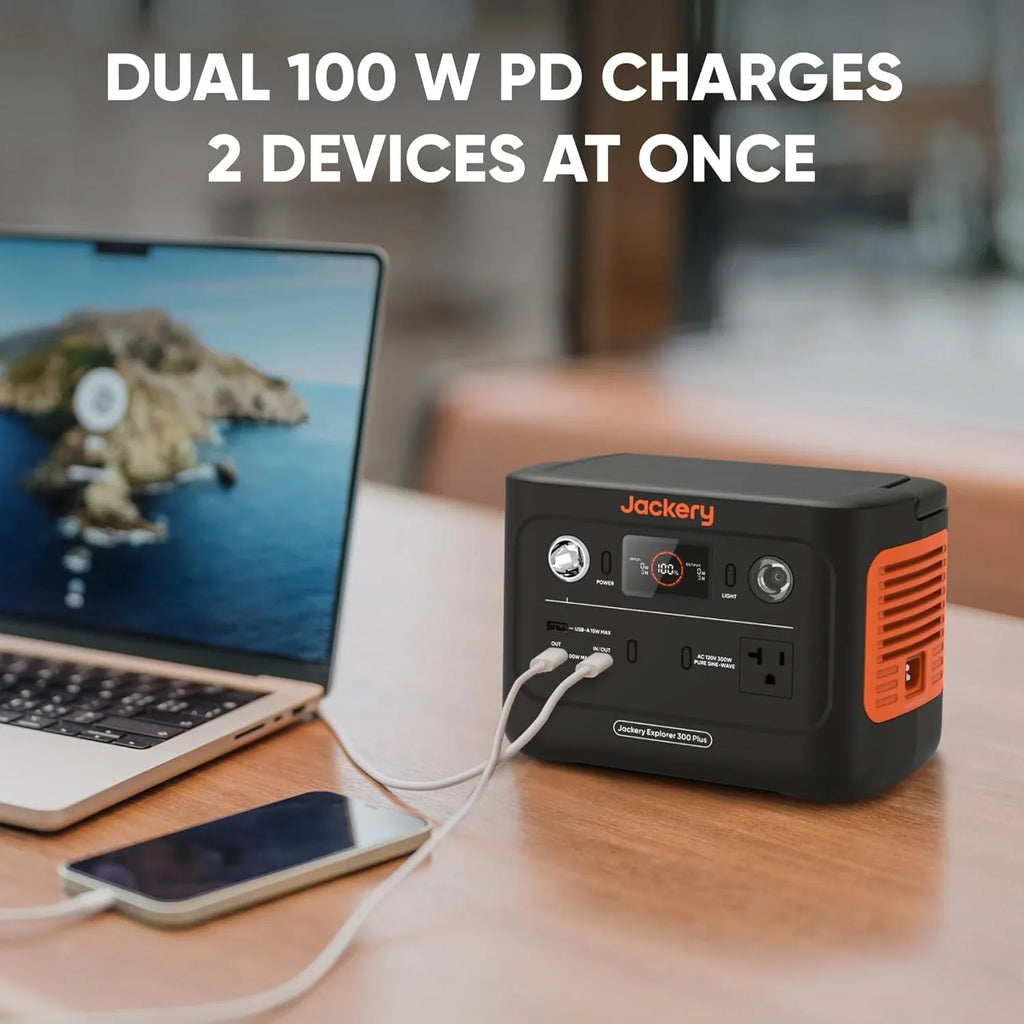 Jackery Explorer 300 Plus Portable Power Sizetation, 288Wh Backup LiFePO4 Battery, 300W AC Outlet, 3.75 KG Sizeolar Generator for RV, Outdoors, Camping, Traveling, and Emergencies