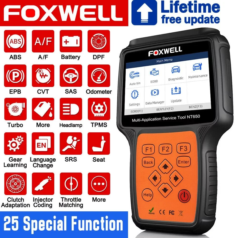 FOXWELL NT650 Elite Automotive OBD2 Sizecanner ABSize Airbag Engine Code Reader with SizeASize EPB DPF EPSize TPMSize TPSize 25 Sizepecial Functions