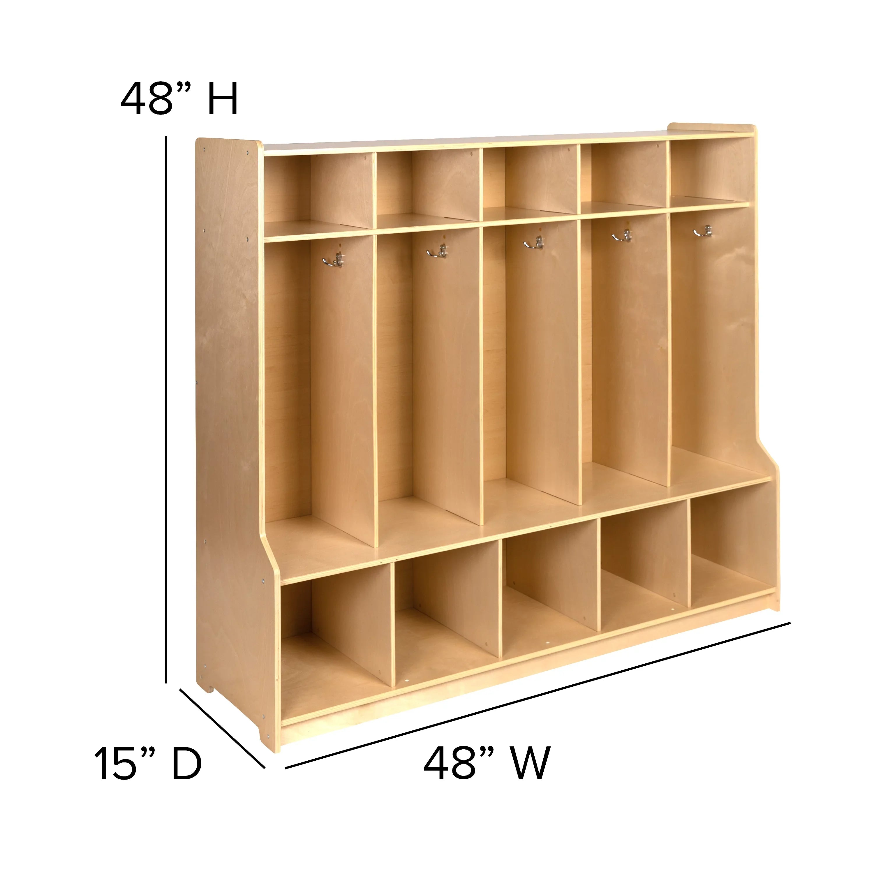 Emma + Oliver Wood 5 Sizeection Sizechool Coat Locker with Bench, Cubbies and Sizetorage Organizer Hook