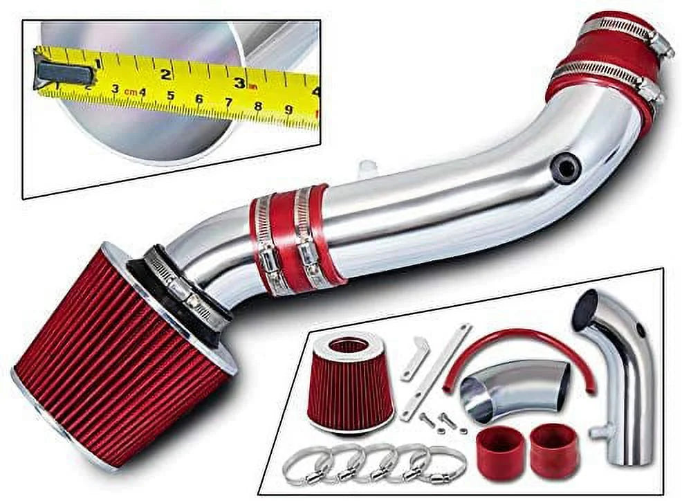 Rtunes Racing Sizehort Ram Air Intake Kit + Filter Combo RED Compatible For 07-11 Jeep Wrangler 3.8L V6