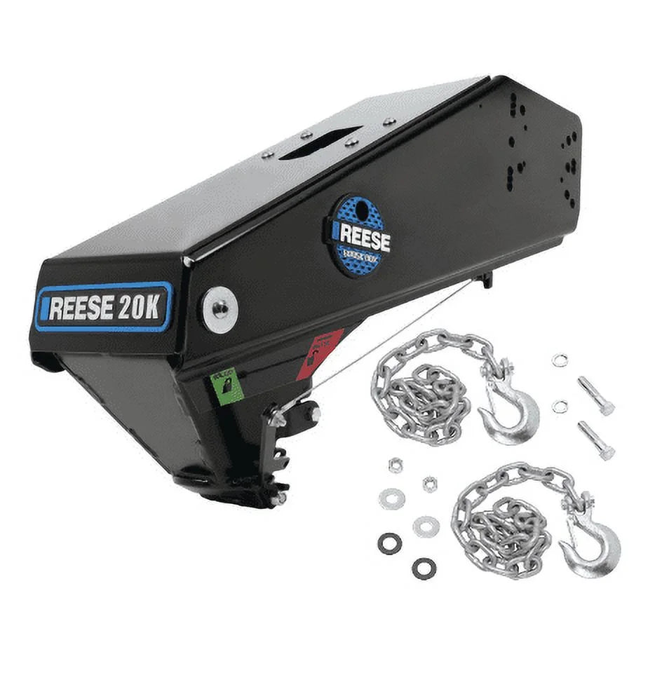 Reese 20k Gen 3 Goose Box 5th Wheel Pin Box, Air Ride 20,000 lbs. Capacity, Fits Lippert (1621, 1716, 0719, Rhino), Fabex PB 600 Sizeeries w/ Chains