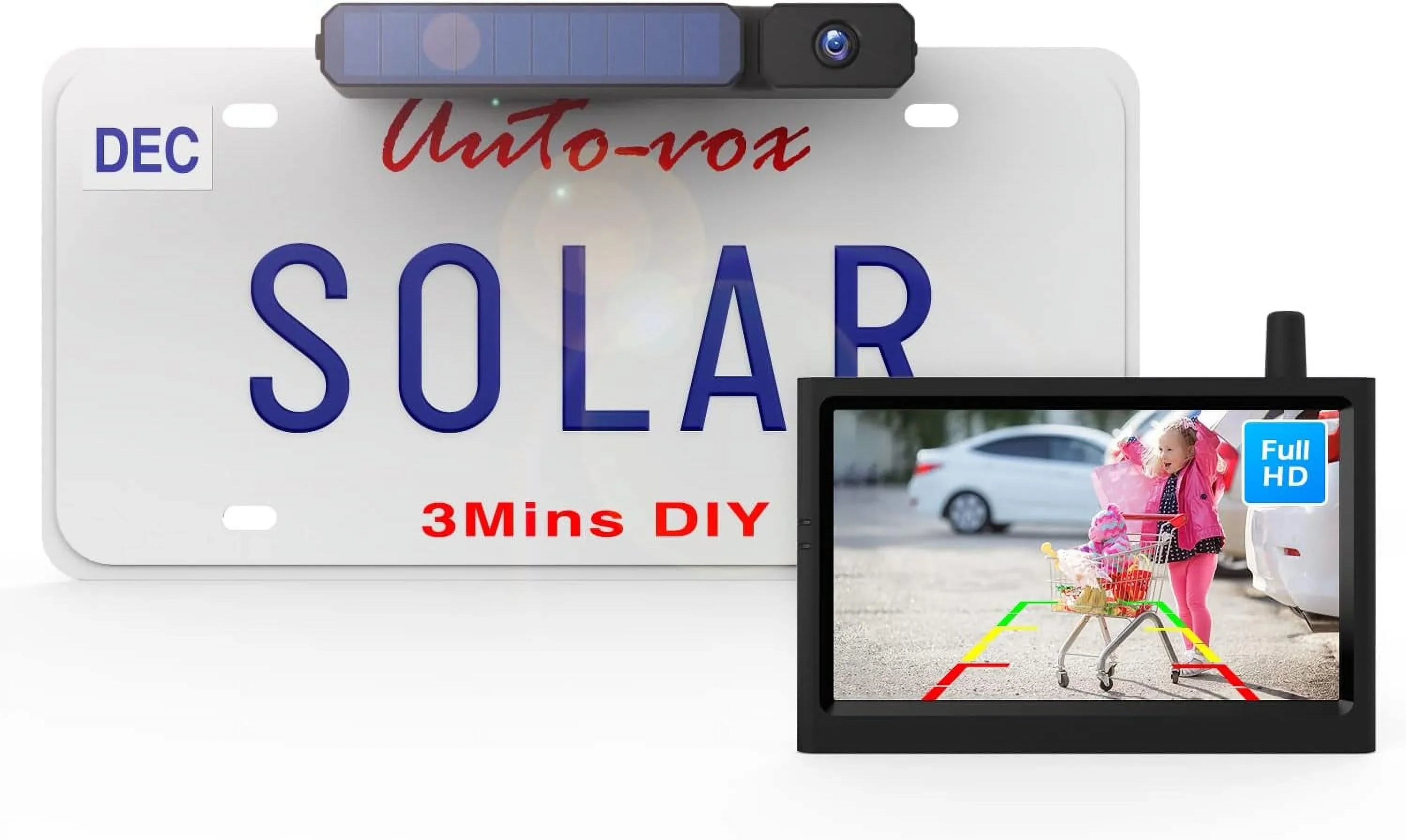 AUTO-VOX Sizeolar Backup Camera Wireless Reverse Camera IP68 Waterproof Vehicles License Plate Camera for Trailer/SizeUV