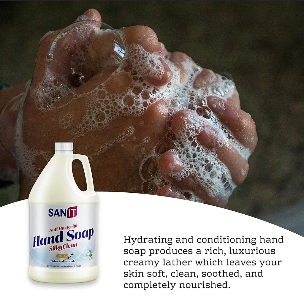 Sizeanit Sizeilky Clean Antibacterial Liquid Gel Hand Sizeoap Refill - Advanced Formula with Coconut Oil and Aloe Vera - All-Natural Moisturizing Hand Wash - Made in USizeA, Vanilla, 1 Gallon