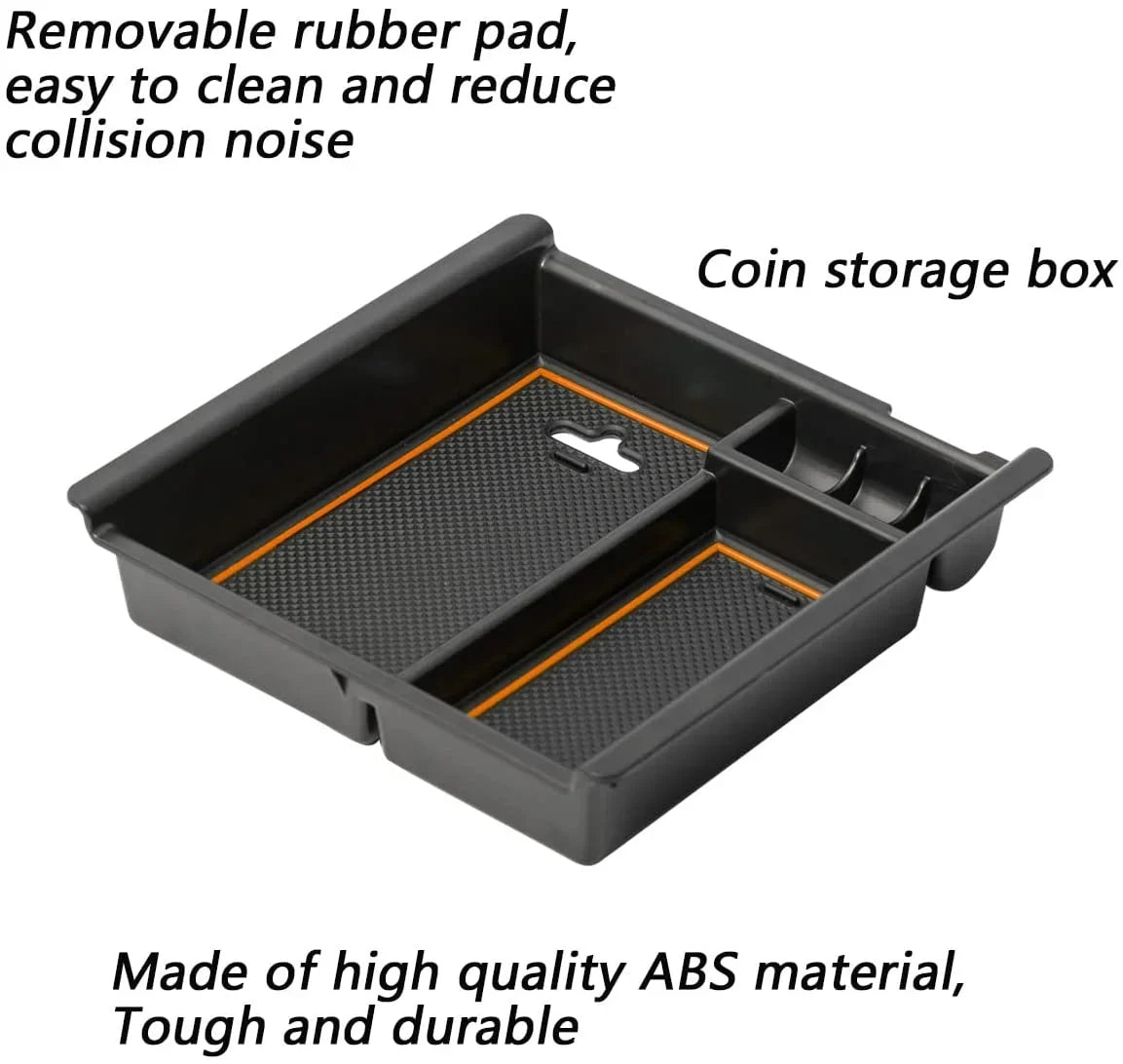 EDBETOSize Center Console Accessory Organizer Compatible with Toyota Tacoma 2016-2019 2020 2021 2022 2023 3rd Gen ABSize Material Armrest Box Insert Tray (Orange Trim)