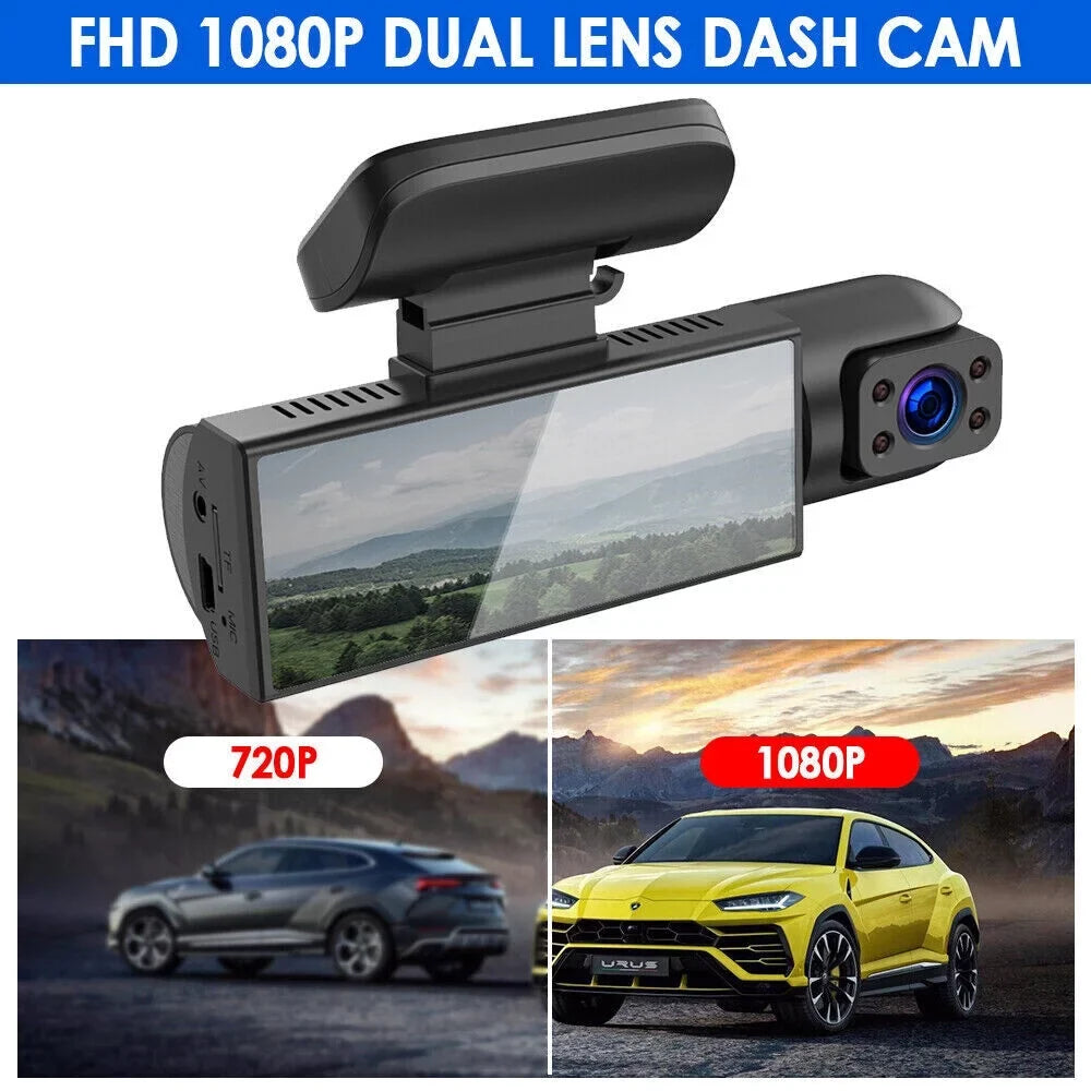 Onemayship Dash Cam 3.16In Night Dual Lens Car Dvr Recorder Front Inside Camera 1080P Hd
