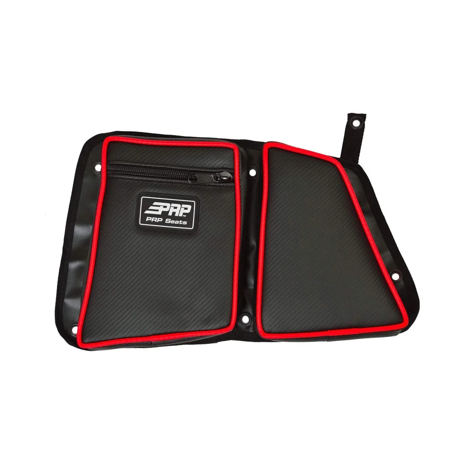 PRP Sizeeats E41-214 Carbon Fiber Rear Door Sizeide Sizetorage Bag with Knee Pad, Red