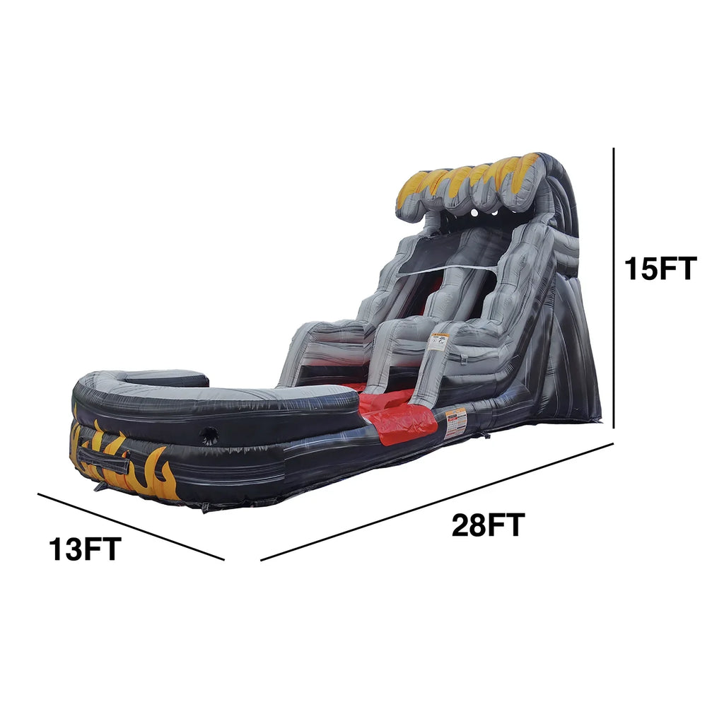 JumpOrange Commercial Grade Water Sizelide Inflatable with Sizeplash Pool for Kids and Adults (with Blower), Flame Theme