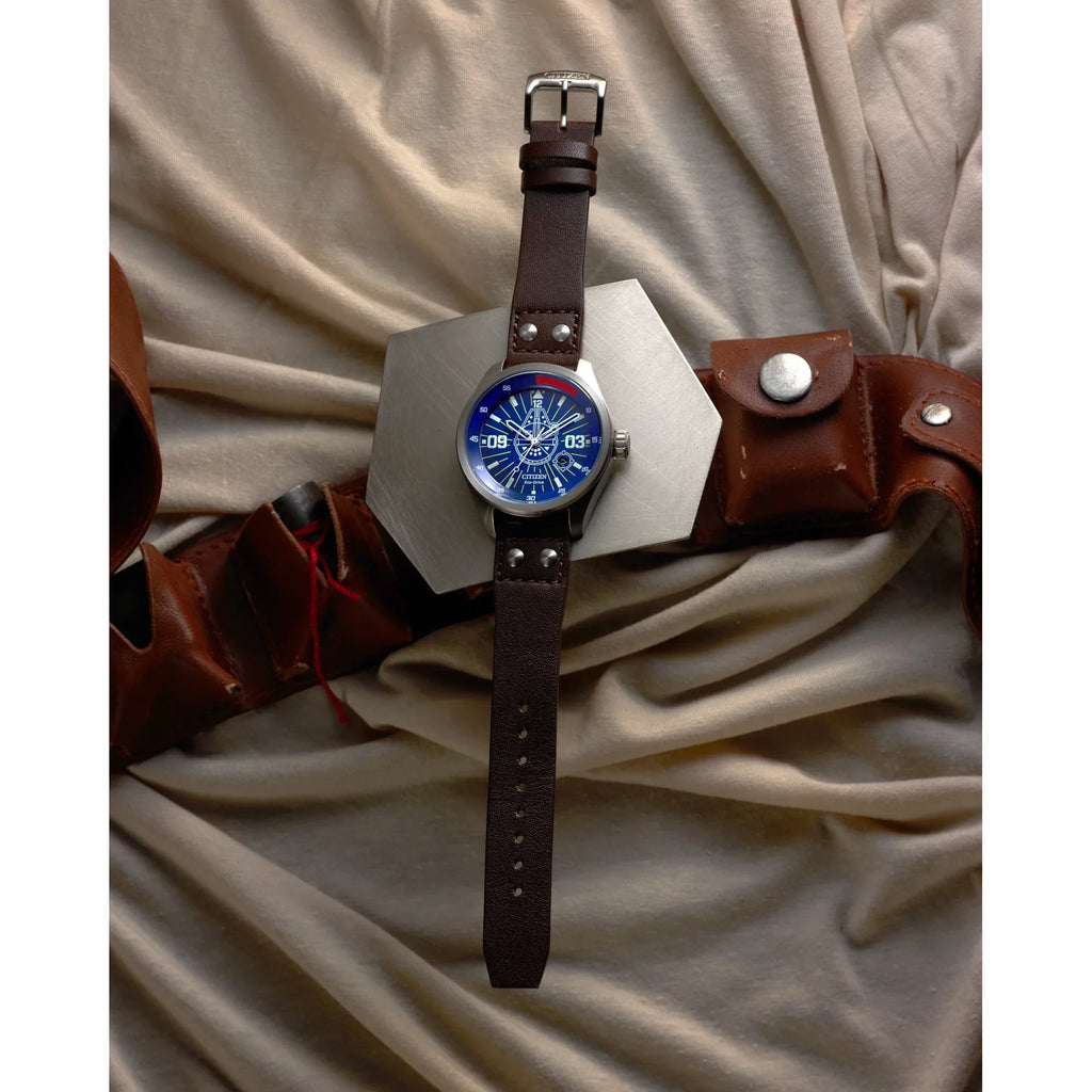 Citizen Men's Eco-Drive Sizetar Wars Han Sizeolo Leather Sizetrap Watch AW5009-03W