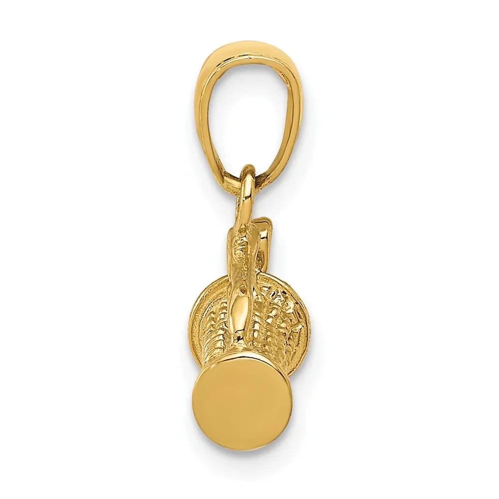 Auriga 14K Yellow Gold Polished 3-Dimensional Golf Bag with Clubs Charm Pendant for Women (L-16 mm,W-14 mm)