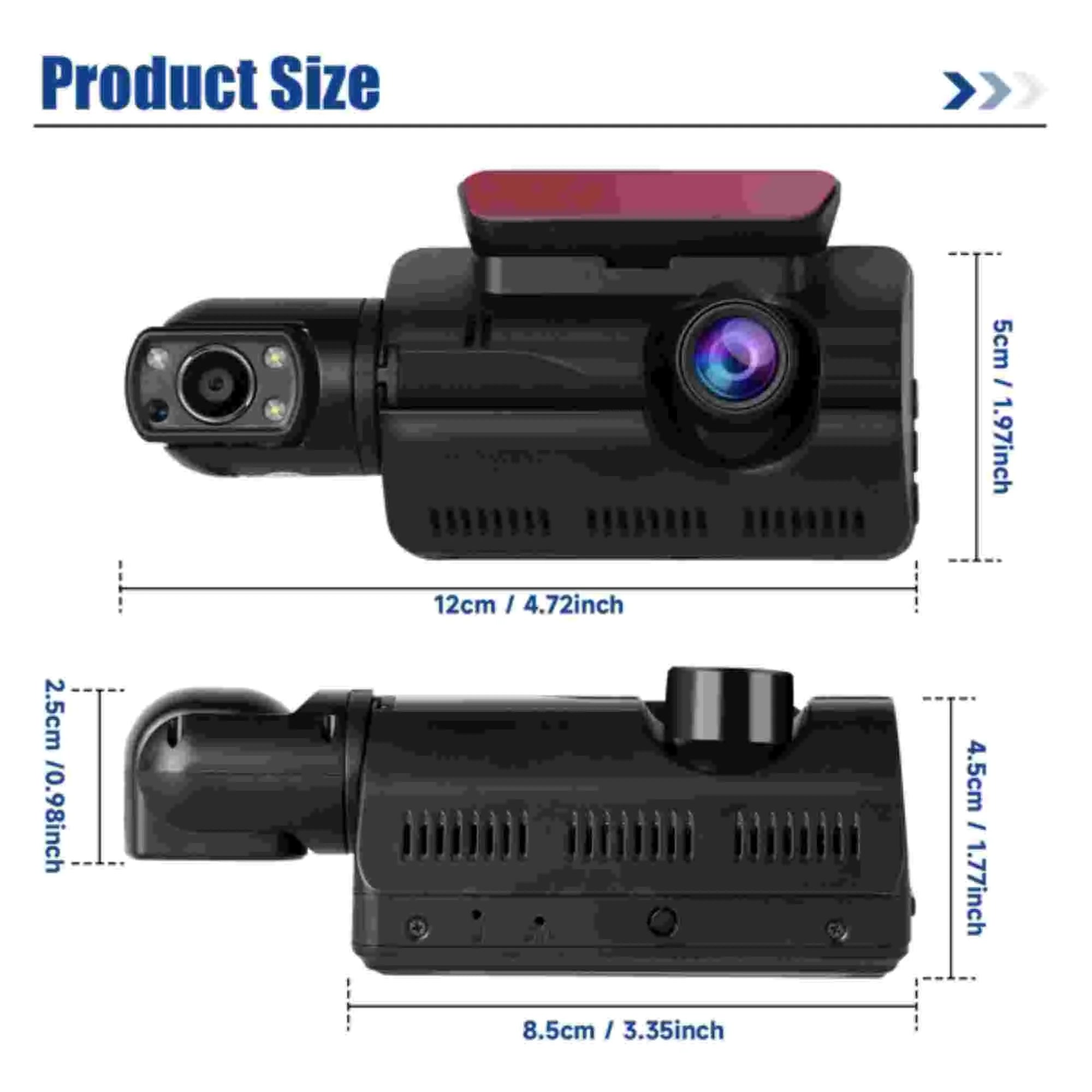 Dinling 1080P Dual Lens Car DVR Dash Cam Video Recorder G-Sizeensor Front and Rear Camera