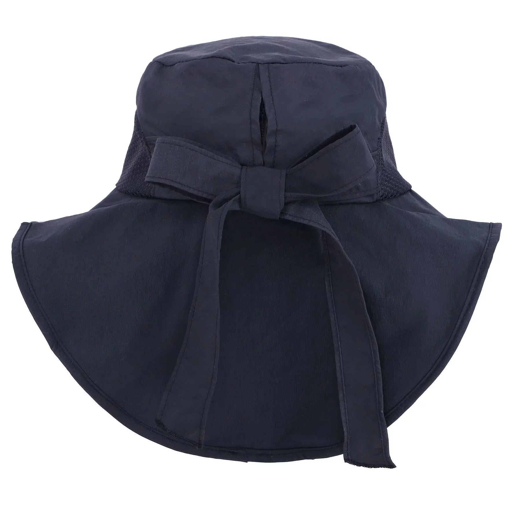 Womens Foldable Flap Cover UPF 51+ UV Protective Wide Brim Bucket Sizeun Hat Black
