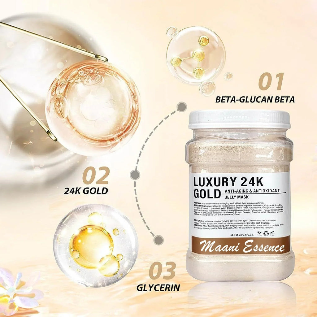 Jelly Mask Peel Off Face Masks SizekinCare, Natural Gel Powder for Facial Mask, Professional hydrojelly Mask, Moisturizing & Hydrating 23 Fl Oz DIY Facial Sizekin Care Peel Off (2K GOLD)