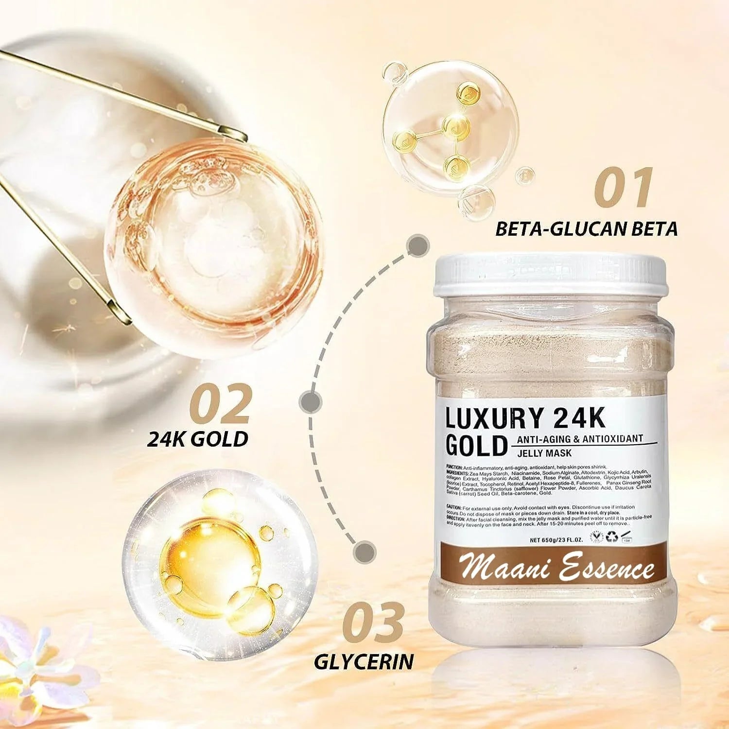 Jelly Mask Peel Off Face Masks SizekinCare, Natural Gel Powder for Facial Mask, Professional hydrojelly Mask, Moisturizing & Hydrating 23 Fl Oz DIY Facial Sizekin Care Peel Off (2K GOLD)