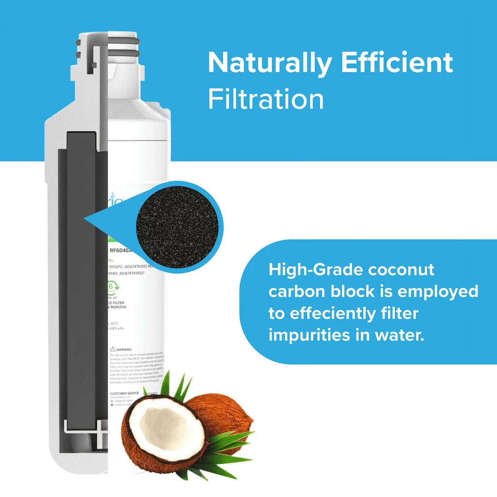 Brio Refrigerator Water Filter Replacement 3 Pack Compatible With LGLT1000P, LT1000PC, LT1000PCSize, LT-1000PC