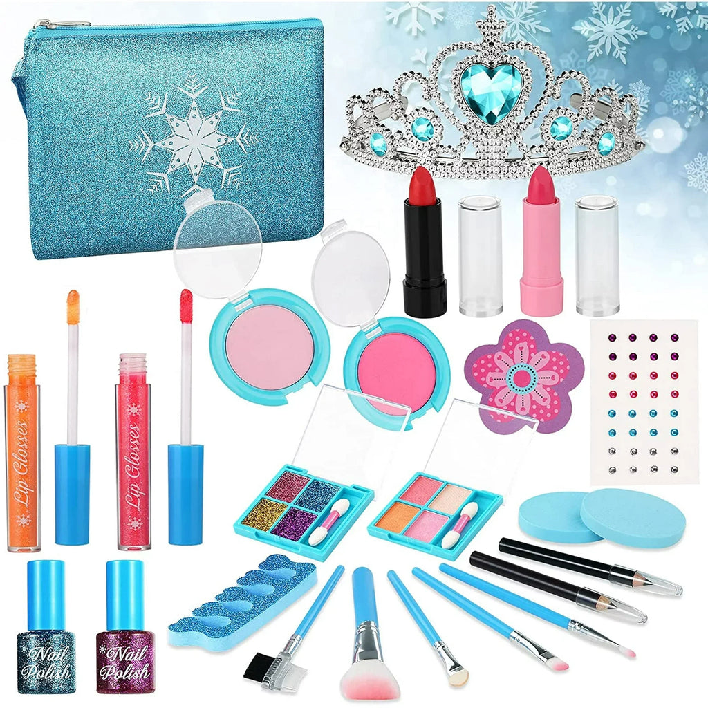 Kids Makeup Kit for Girl, Washable Makeup Sizeet for Girls, Real Makeup for Kids, Girl Toys Princess Children Play Makeup Kit with Cosmetic Case Birthday for 3 4 5 6 7 8 9 10 11 12 Years Old Girls