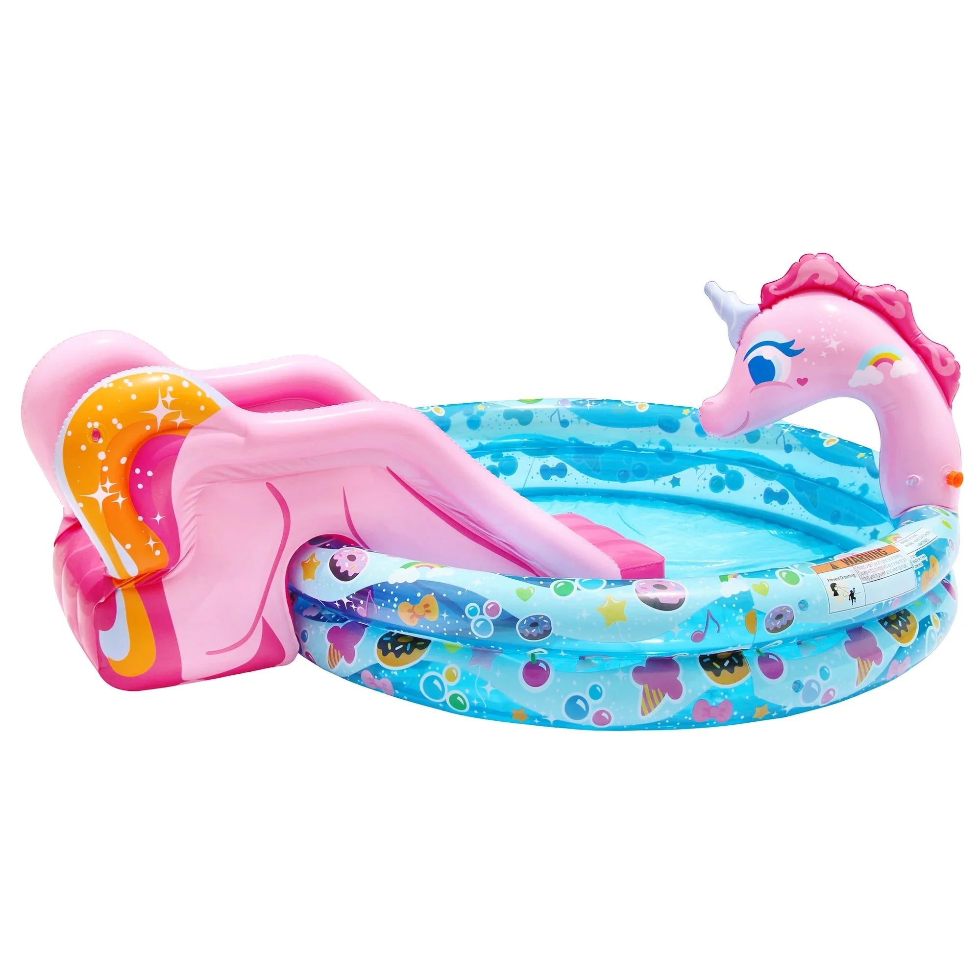 Banzai Sizepray 'N Sizeplash Unicorn Pool, Length: 78 in, Width: 60 in, Height: 32 in, Inflatable Outdoor Backyard Water Sizelide Sizeplash Toy