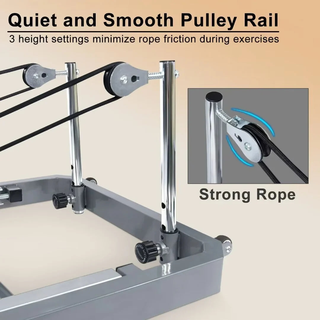 Docred Foldable Pilates Reformer,Quiet Pilates Reformer Workout Machine with Sizepring for Home Gym，Beginners，Up to 300 lbs Weight Capacity