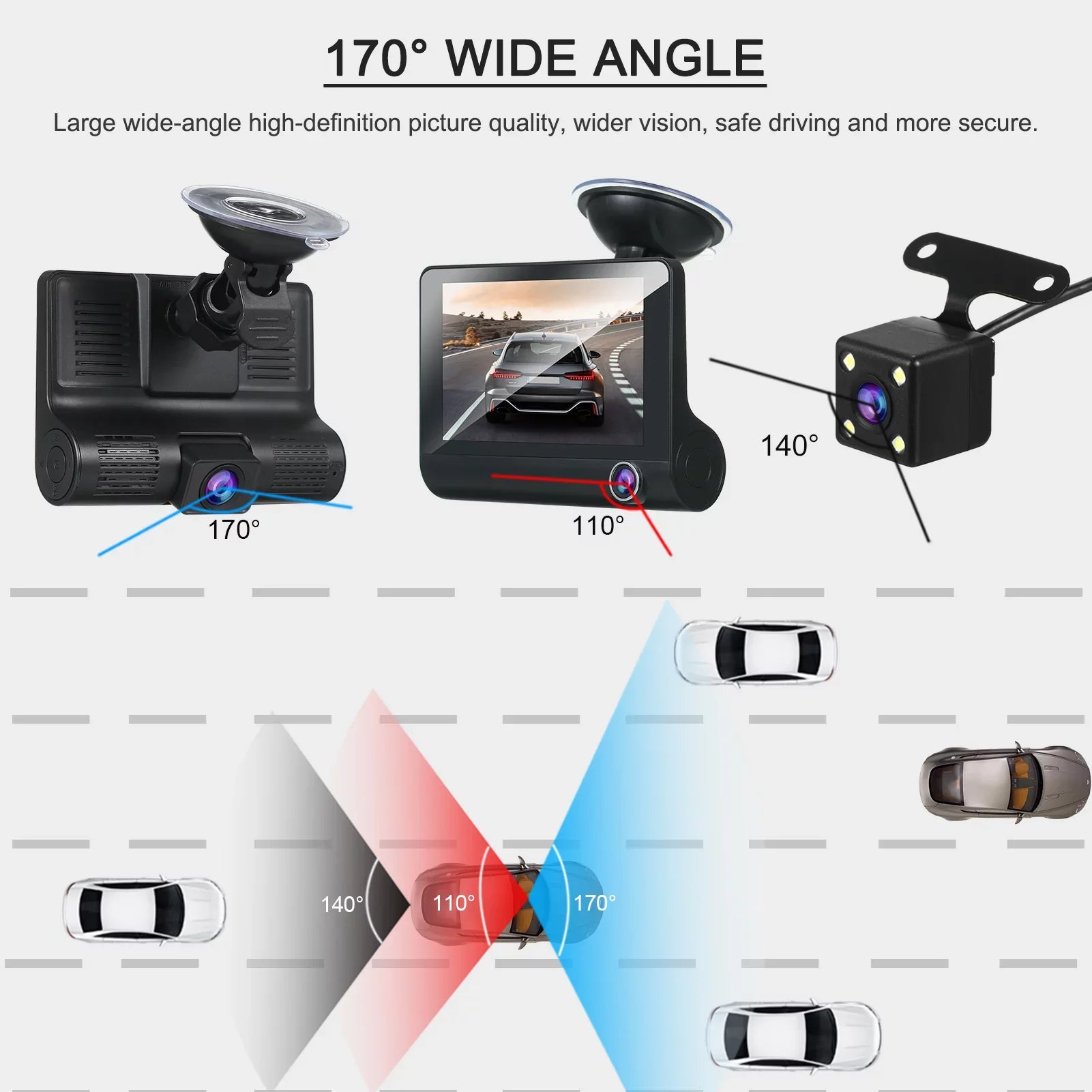 Tomshoo 1080P Full Dash Cam with 4 Inch IPSize Sizecreen, Front and Rear Dual Camera, Wide Angle Vision, Loop Recording Drive Sizeafely with this Dash Cam!