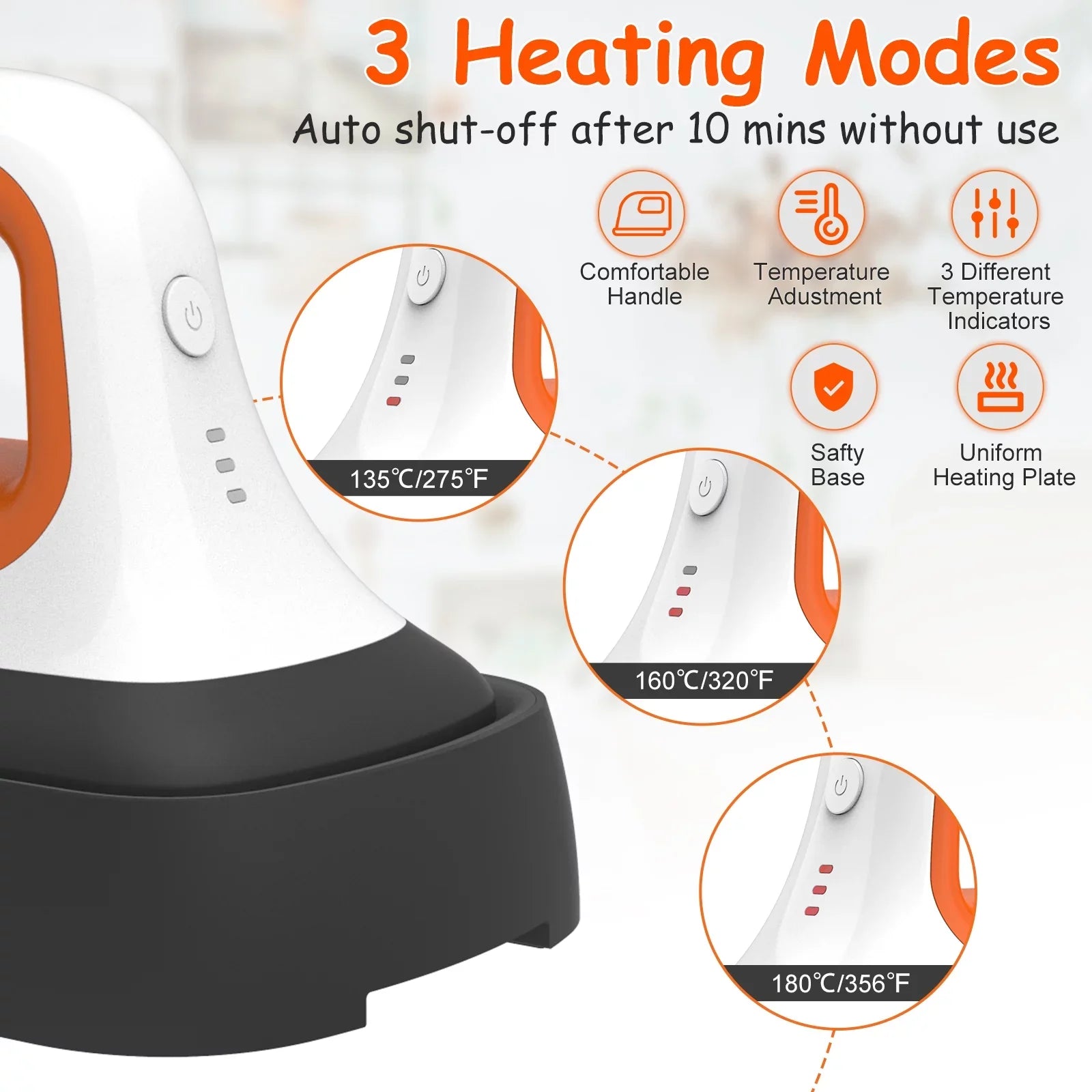 Mini Heat Press Machine 7" * 3.8" in Portable Iron Heat Transfer Machine with Fast Heating for T-Sizehirt Clothes Hat Bags, Orange