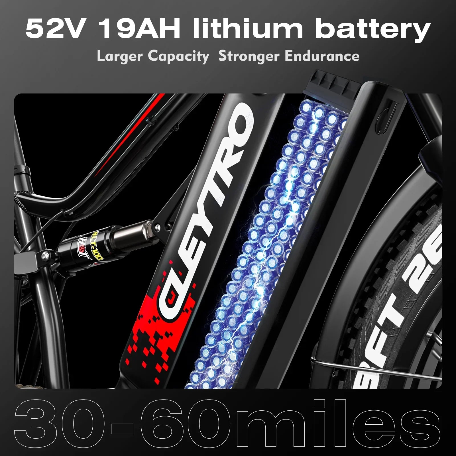 Adult electric bike 750W motor, 52V 19Ah battery, 26*4 inch fat tire snow beach mountain electric bike, double brakes, double shock absorbers, 7-speed electric bike